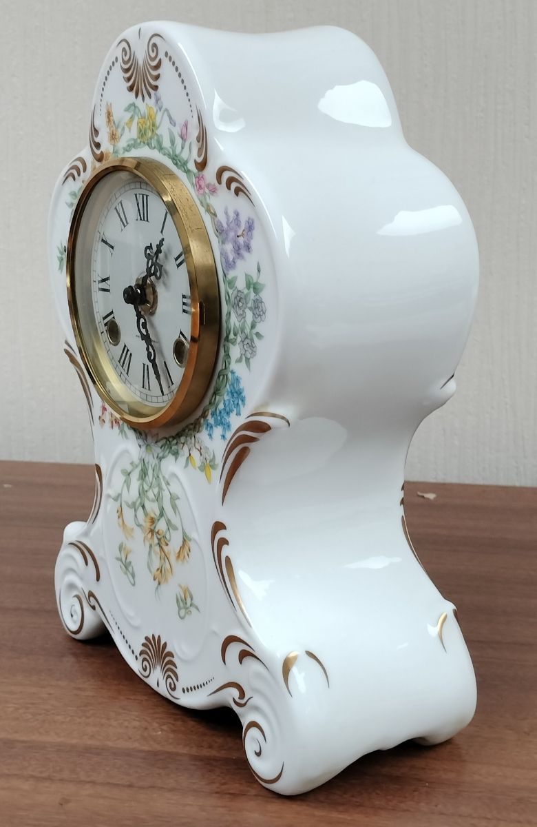 Porcelain Mantle Clock with Bell Strike