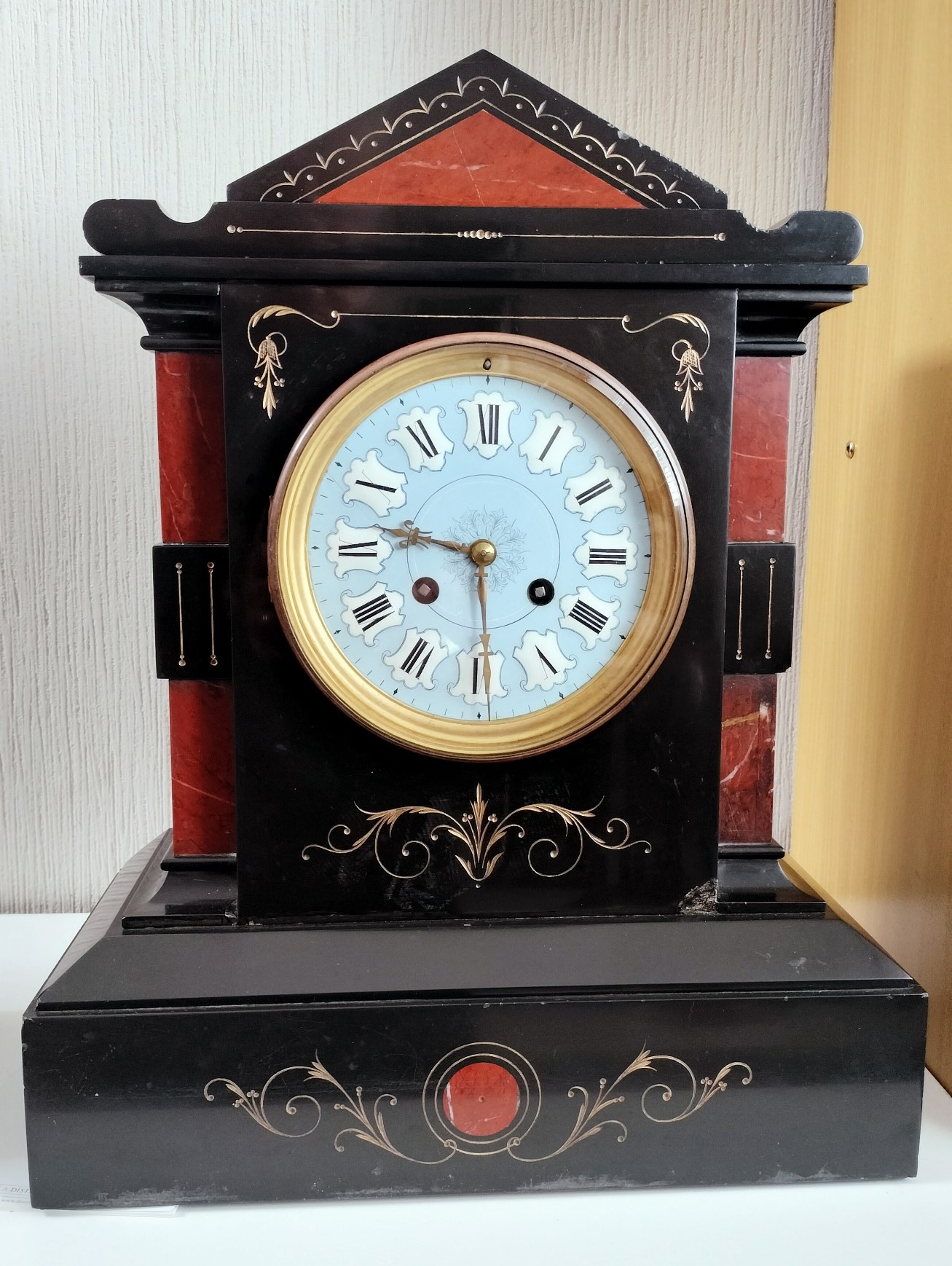 French Red Marble Clock